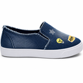 Denim sneakers blå snørreløs slipon med motiver på overdelen