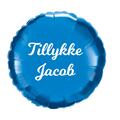 Blå folieballon med navn til helium