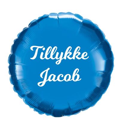 Blå folieballon med navn til helium