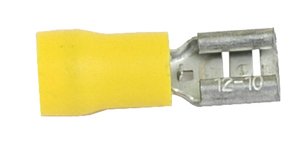 Kabelsko 6,3 mm flad hun - 20 stk. - Gul