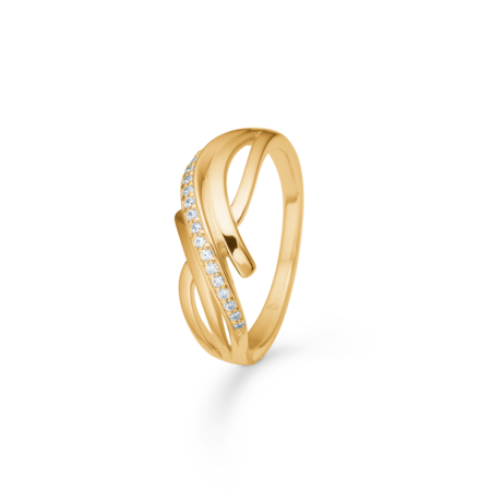 Monique ring i 8 karat guld med zirkonia.