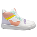 High-top damesneaker i hvid med pastelfarvede detaljer