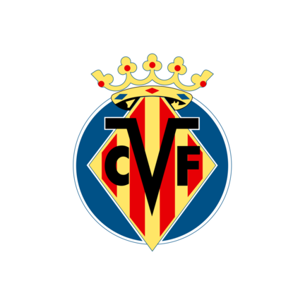 Villarreal CF klublogo på hvid baggrund til rundt kageprint Ø2–28 cm