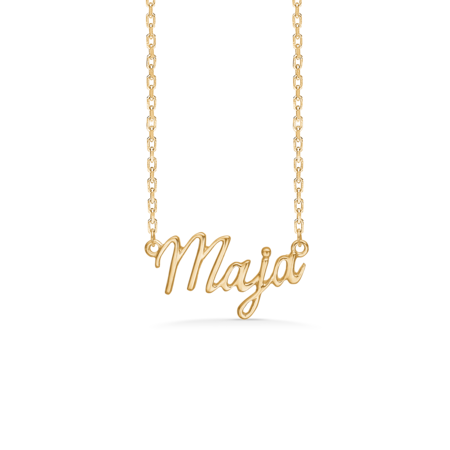 Name Tag Maja is made of 925 pure sterling silver plated with a durable 18 karat gold plating.