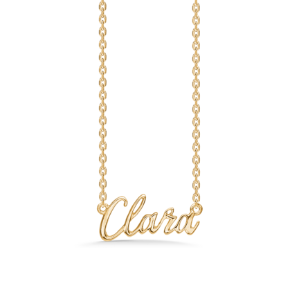 Name Tag Necklace Clara - halskæde med navn - navnehalskæde i forgyldt sterling sølv