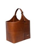 Project 72 læderkurv i Walnut fra RE:Designed – stor læderkurv i Urban leather med bærehåndtag og klassisk design, set skråt forfra