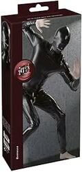 Black Level Full Body Suit – sort wetlook heldragt med lynlås, tætsiddende unisex fetishdragt med fuld kropsdækning, perfekt til dominans og rollespil.