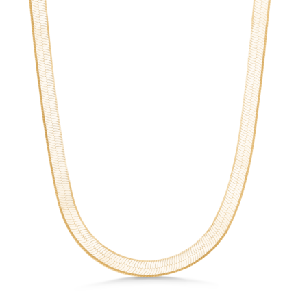 Cobra Herringbone Necklace - Sildebenskæde i rent sterling sølv forgyldt i 18 kt guld