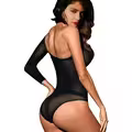 Sort transparent mesh bodysuit One Size med asymmetrisk skulder