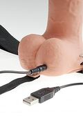 Fetish 11" Hollow Rechargeable Strap-On med realistiske kugler og genopladelig vibrator.
