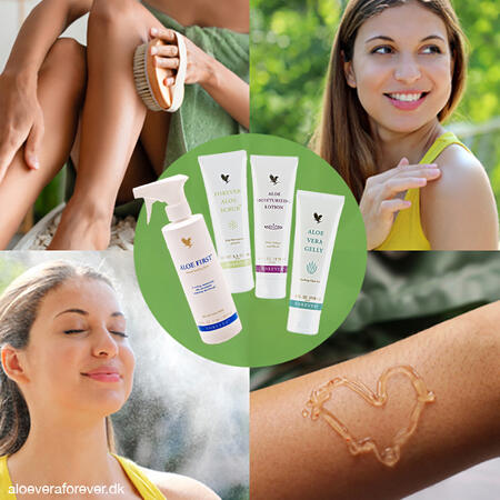 Forever Summer Kit med Aloe Scrub, Aloe Moisturizing Lotion, Aloe First og Aloe Vera Gelly