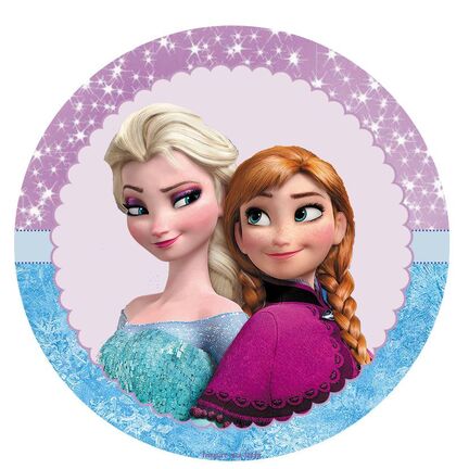 Frozen sukkerprint rundt med Elsa og Anna til børnefødselsdagskage