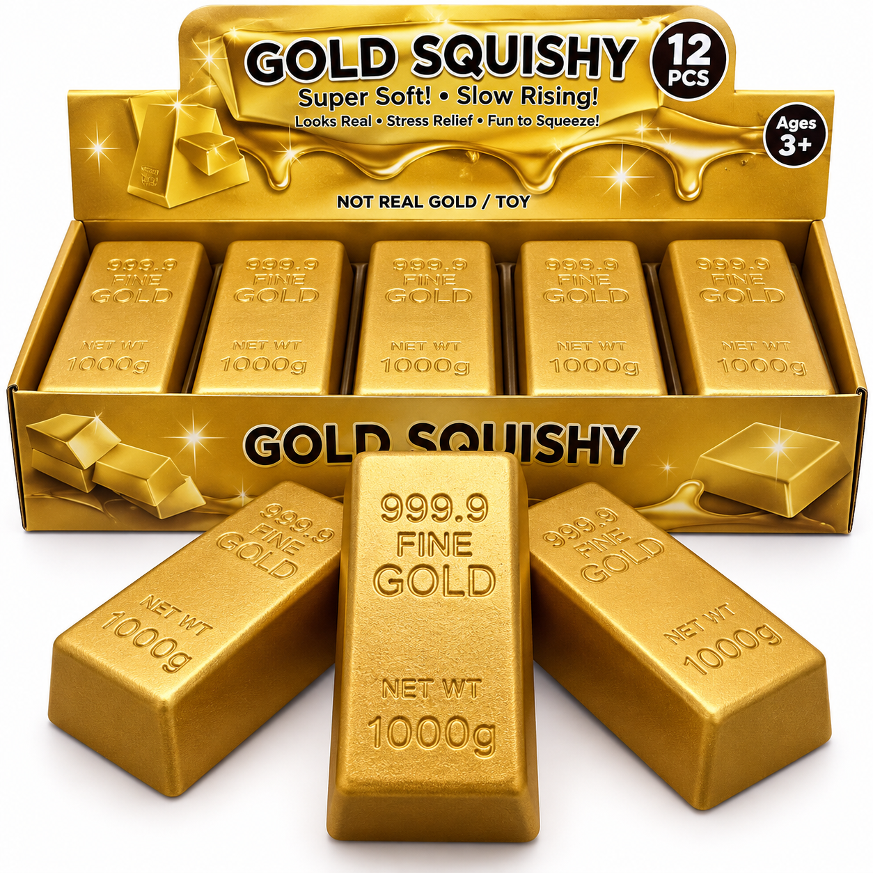 Gold Bar Squishy Guldbar Sanselegetøj