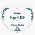 Botanisk hjerte til diamantbryllup og æresport med navne og dato – Design 17