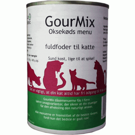 GourMix vådfoder til kat på dåse 400 g.  Vådfoder fuldfoder oksekød til katte