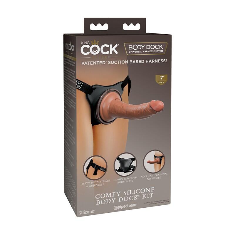 King Cock Elite Comfy Silicone Body Dock Kit 7" Dildo