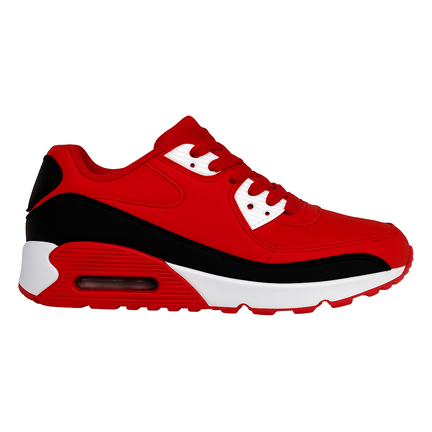 Unisex sneaker i rød, sort og hvid med air-sål