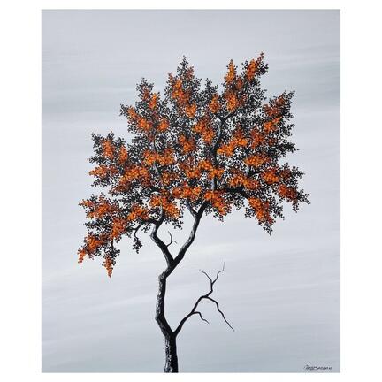 maleri orange træ natur 50x60cm