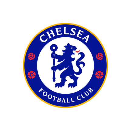 Chelsea klublogo på hvid baggrund til rundt kageprint Ø2–28 cm