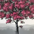 rosa træ maleri 40x50cm