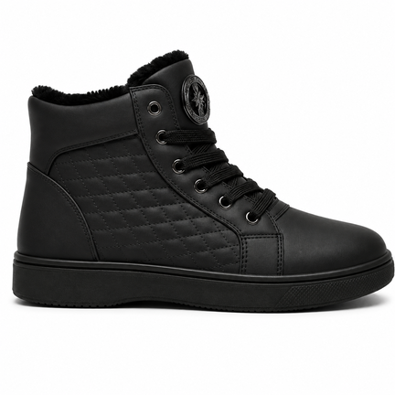 Sort vinter højtop sneaker til mænd med pelsfor