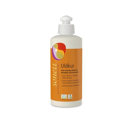 Flaske med Sonett Uldkur 300 ml – økologisk pleje til uld med lanolin