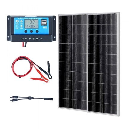 200W Solcellekit – 2x100W Paneler med MPPT og Kabler