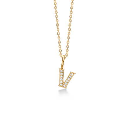 TENDER LOVE V pendant in 14 karat gold with diamonds | Danish design by Mads Z