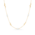 Tangled necklace made of 925 sterling silver plated with 18 karat gold with cultured pearls.