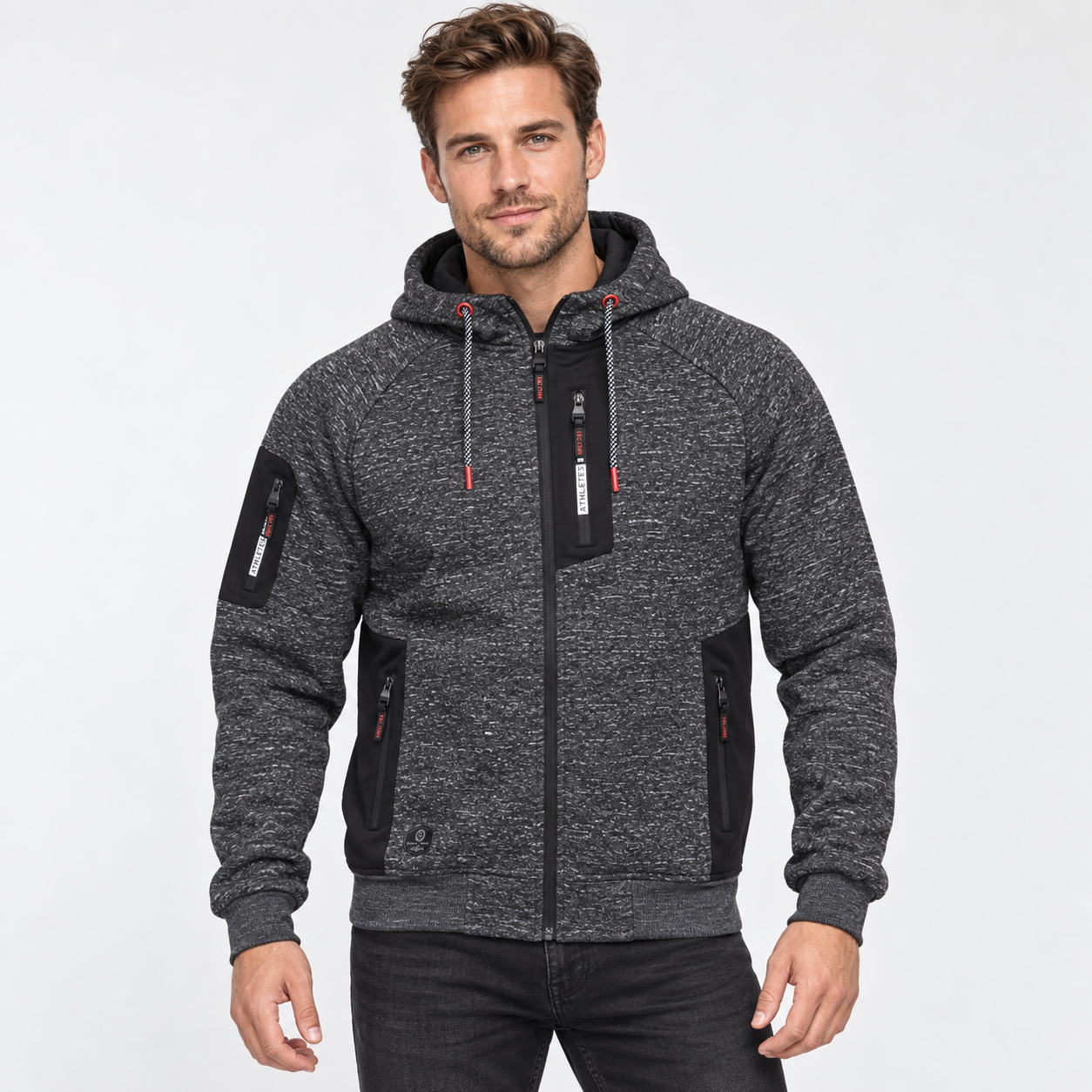 Grå Herre Fleece Sweatjakke - XL