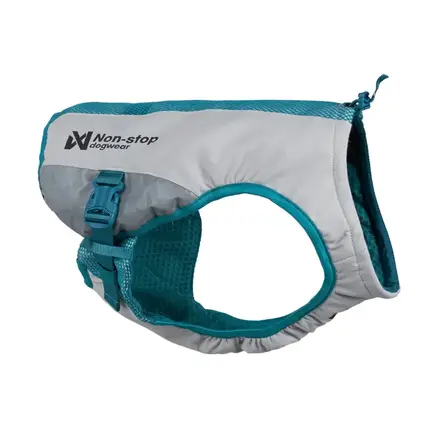 Non-stop dogwear Cooling Vest kølevest til hund i grå og teal til brug i varmt vejr