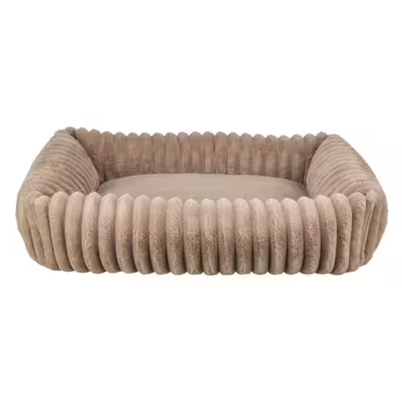 Trixie Lonni hundekurv - En rektangulær hundeseng i lysebrun fløjslook – 65x50 cm