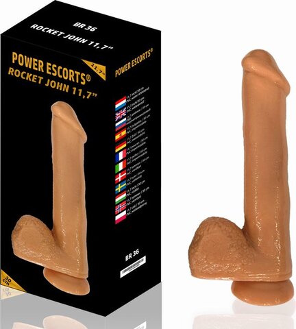 Rocket John kæmpe dildo 30 cm med realistisk design og sugekop