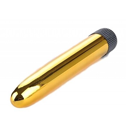 Slank metallic-guld vibrator 17,5 cm i ABS med trinløse vibrationer