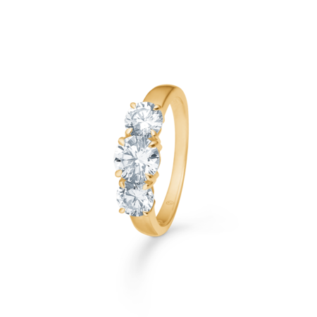 Solis Trio ring i 8 karat guld med zirkonia.