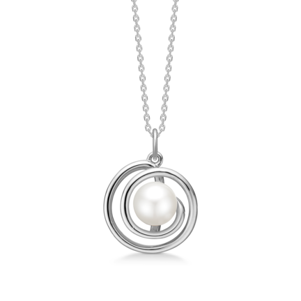 SWIRL W PEARL silver necklace with cultured pearl | Danish design by Mads Z