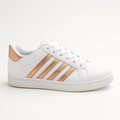 Hvid sneaker med guldstriber og hvid sål