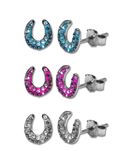 Hestesko øreringe med zirkoner i tre forskellige farver