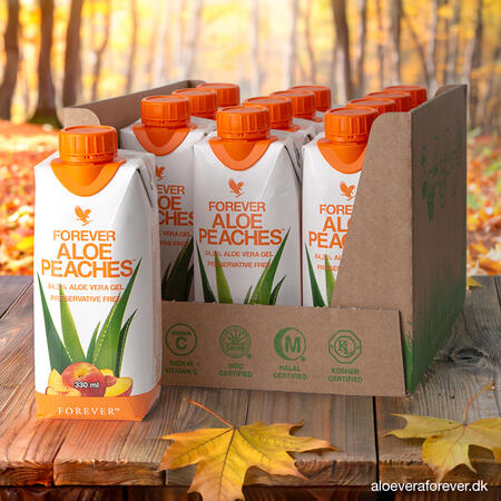 12 små Forever Aloe Peaches - Aloe vera drik med fersken fra Forever Living