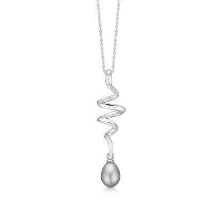 SWIRL W. PEARL silver necklace | Danish design by Mads Z