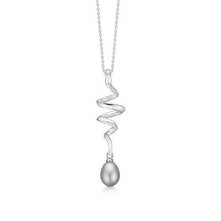 SWIRL W. PEARL sølv halskæde | Mads Z