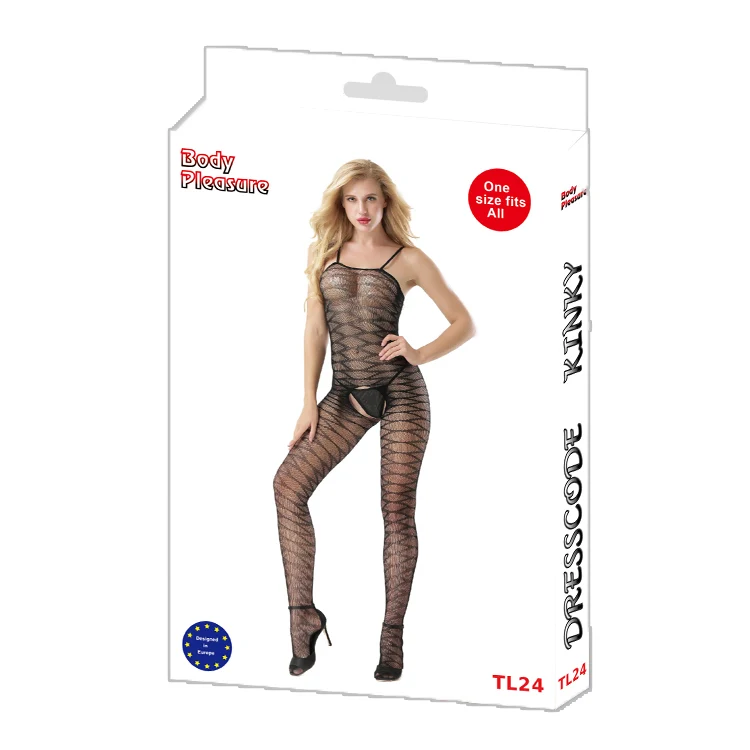 Erotisk Bodystocking med Zigzag Netmønster One Size