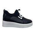 Sort dame sneakers med LOVE print og hvid platform sål