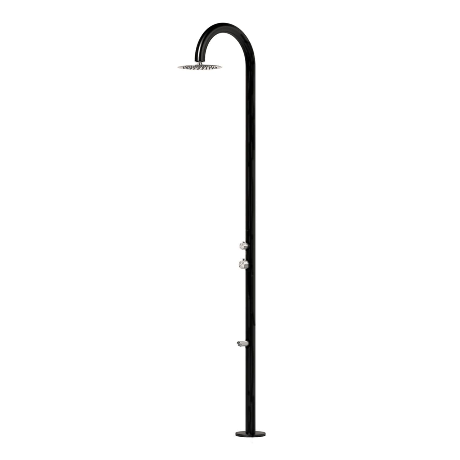 Sined PALAU DUO NERA INOX – Freistehende Außendusche aus AISI 316L Edelstahl – Schwarz/Edelstahl – Fußdusche – Warm- und Kaltwasser