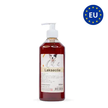 Oil'it Lakseolie 500 ml – Naturligt kosttilskud til hund i flaske med pumpe.