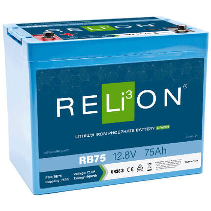 RELiON RB75 LiFePO4 batteri 75Ah til båd og autocamper