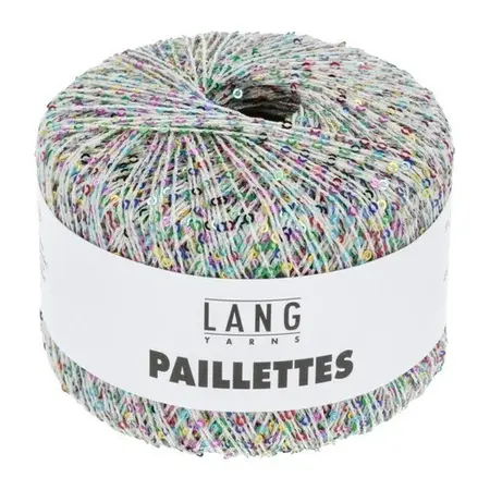 garnoegle af maerket paillettes fra lang yarns i farven hvid og mulitfarver
