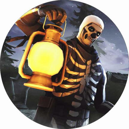 Rundt Fortnite sukkerprint med skeletkriger og lysende lanterne
