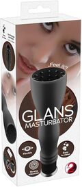 Glans Masturbator i sort med nubret inderside til stimulation af penishovedet.