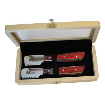B&B Håndlavede Trimmeknive, sæt 2 stk. med rød træskaft